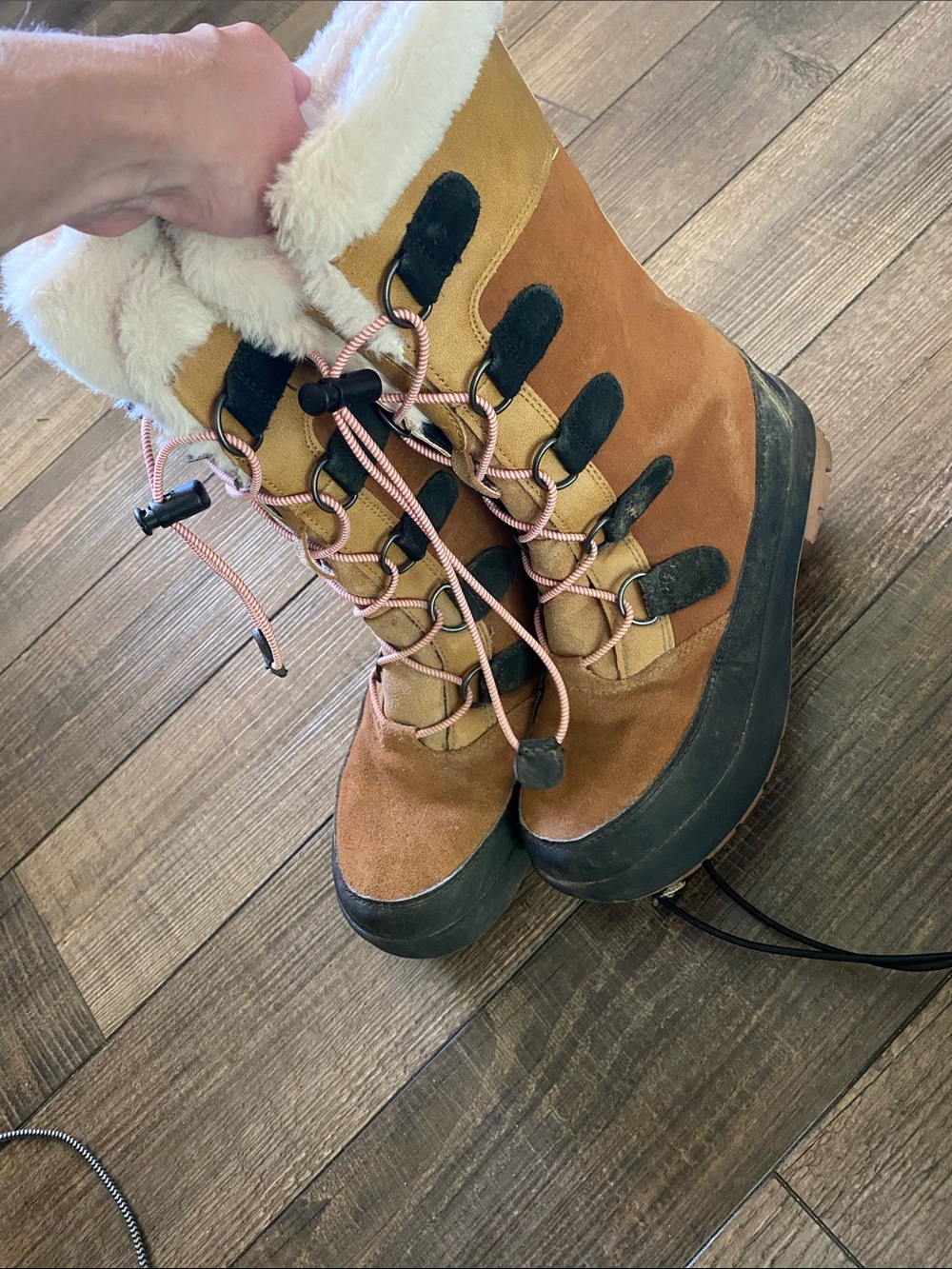 Kids Tan Faux-Fur Lined Winter Snow Boots